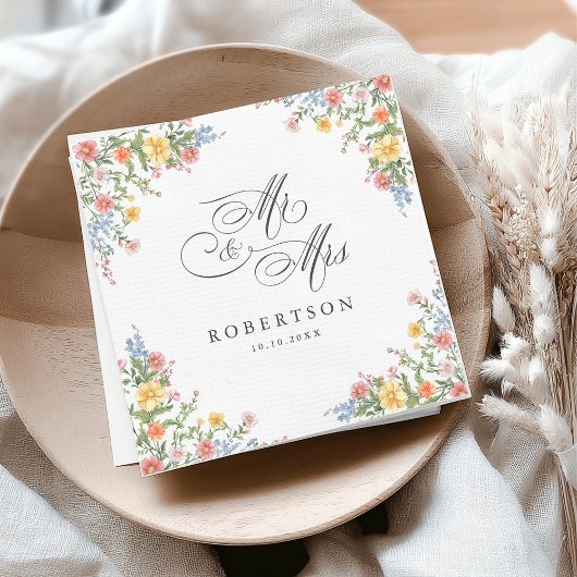 ソフトパステル華美春ガーデンフローラ結婚ズ スタンダードカクテルナプキン