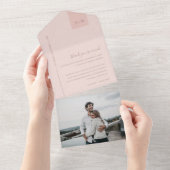 ソフトパステル赤面デュスキピンク結婚ズ・サンキュー オールインワン招待状 (貼ってはがせる)