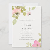ソフトパステル赤面バラフローラブライダルシャワー招待状 サンキューカード (正面)