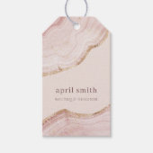 ソフトパステル赤面バラ金ゴールドアゲートマーブルテクスチャ ギフトタグ (正面)