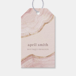 ソフトパステル赤面バラ金ゴールドアゲートマーブルテクスチャ ギフトタグ