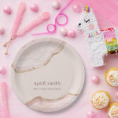 ソフトパステル赤面バラ金ゴールドアゲートマーブルテクスチャ ペーパープレート (パーティー)