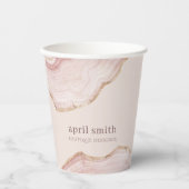 ソフトパステル赤面バラ金ゴールドアゲートマーブルテクスチャ 紙コップ (正面)