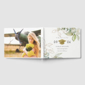 ソフトパステル金ゴールド緑葉卒業キャップ ゲストブック (全面)