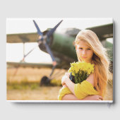 ソフトパステル金ゴールド緑葉卒業キャップ ゲストブック (裏面)