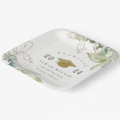 ソフトパステル金ゴールド緑葉卒業キャップ ペーパープレート (傾斜あり)