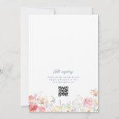 ソフトパステル開花QRコードブライダルシャワー 招待状 (裏面)