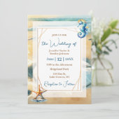 ソフトパステル オーシャン コースト サンドダラー ウェディング 招待状 (スタンド正面)