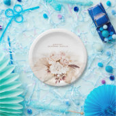 ソフトパステル パンパス グラスと花 ボーホー ペーパープレート (パーティー)