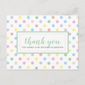 ソフトパステル ポルカドット 誕生日パーティー サンクス ポストカード (正面)