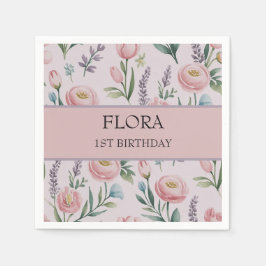 ソフトパパーソナライズされたステルフローラバラ&チューリップ スタンダードカクテルナプキン
