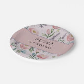 ソフトパパーソナライズされたステルフローラバラ&チューリップ ペーパープレート (アングル)