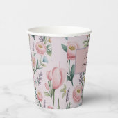 ソフトパパーソナライズされたステルフローラバラ&チューリップ 紙コップ (右)