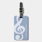 ソフトパモダンステルミニマルブルーミュージックシンボル名 ラゲッジタグ (正面縦)