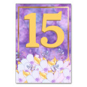 ソフトパープルおよび金ゴールドフローラ金ゴールド枠テーブルカード テーブルナンバー (正面)