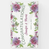 ソフトパープルつるフローラの結婚バナー 横断幕 (縦)