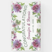 ソフトパープルつるフローラの結婚バナー 横断幕 (縦)