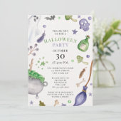 ソフトパープルとグリーンウォーターのカラーハローウィンパーティ 招待状 (スタンド正面)