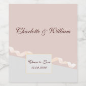 ソフトパープルとグレーエフェクトとリボンワインラ ワインラベル (シングルラベル)