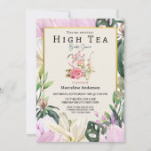 ソフトパープルとフラワーのハイティーポートレート 招待状 (正面)