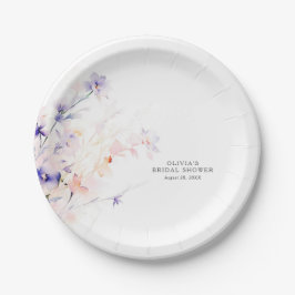 ソフトパープルとブッシュピンクの花 エレガント ミニマル ペーパープレート