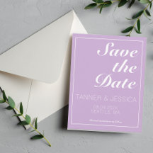 ソフトパープルとホワイトのSave The Date QRコード