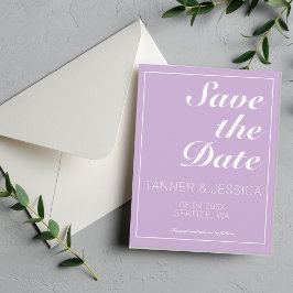ソフトパープルとホワイトのSave The Date QRコード セーブザデート