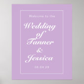 ソフトパープルとホワイトモダンの結婚歓迎 ポスター (正面)