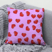 ソフトパープルにシックな愛の情熱赤いハートパターン クッション