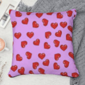 ソフトパープルにシックな愛の情熱赤いハートパターン クッション