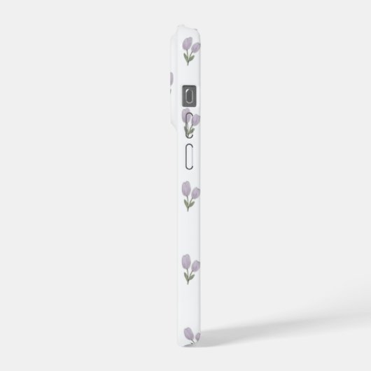 ソフトパープルのチューリップ柄ミニマルなスマホケース iPhoneケース (左側面)