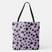 ソフトパープルのブラックマッシュルーム トートバッグ (正面)