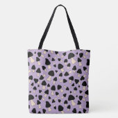 ソフトパープルのブラックマッシュルーム トートバッグ (裏面)