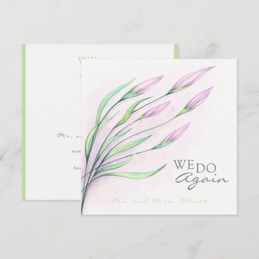 ソフトパープルのユリが誓いを新たに 10周年招待状 招待状 (正面/裏面)