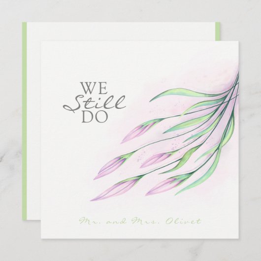 ソフトパープルのユリが25年間の誓いの更新を約束する招待状 招待状 (正面/裏面)