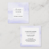 ソフトパープルの水彩の四角い名刺 スクエア名刺 (正面/裏面)