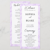 ソフトパープルの葉と葉の結婚式プログラム (正面/裏面)