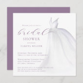 ソフトパープルウォーター結婚カラーズドレスブライダルシャワー 招待状 (正面/裏面)