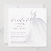 ソフトパープルウォーター結婚カラーズドレスブライダルシャワー 招待状 (正面)