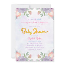 ソフトパープルウォーター色フローラベビーガールシャワー