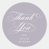 ソフトパープルエレガントスクリプト卒業ありがとう ラウンドシール (正面)