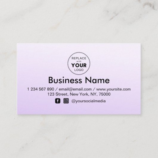 ソフトパープルグラデーション追加ロゴ割引ミニマルガーリー ロイヤリティカード (裏面)