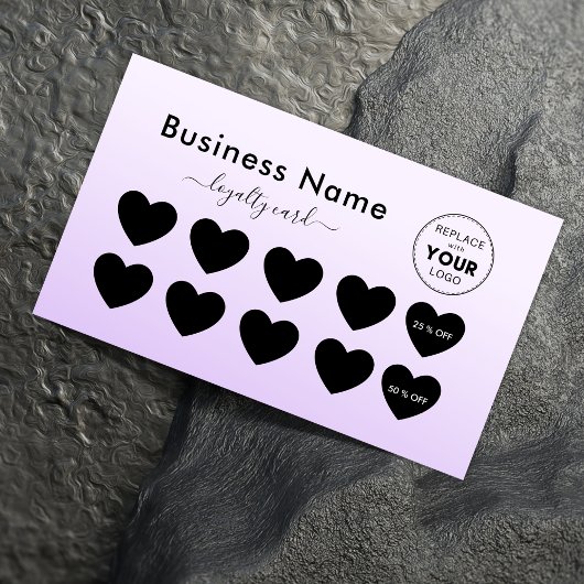 ソフトパープルグラデーション追加ロゴ割引ミニマルガーリー ロイヤリティカード