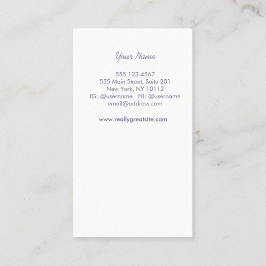 ソフトパープルシルバーシークイン美しいスタイリスト 名刺 (裏面)