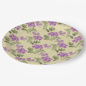 ソフトパープルバイオレットパタ淡い色のーン(アンティーク黄) ペーパープレート (アングル)