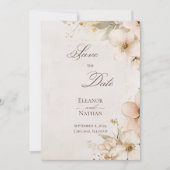 ソフトパープルバラと洗練された日付を保存 招待状 (正面)