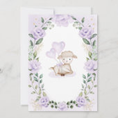 ソフトパープルフラワーラムベビーシャワー春ガーデン 招待状 (裏面)