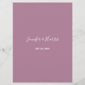 ソフトパープルフローラウェディングレセプションメニューカード メニュー (裏面)