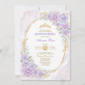 ソフトパープルフローラクインセアニラ15誕生日 招待状 (正面)