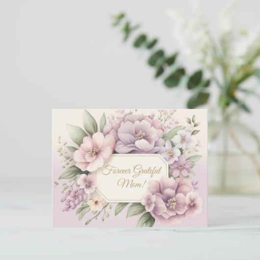 ソフトパープルフローラマザーズデイカード ポストカード (スタンド正面)